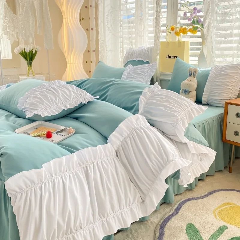 Pure Linen Quality Flax Home Linen Bed Sheet Beautiful Silk Satin Polyester Hotel Bedding Set For Girls