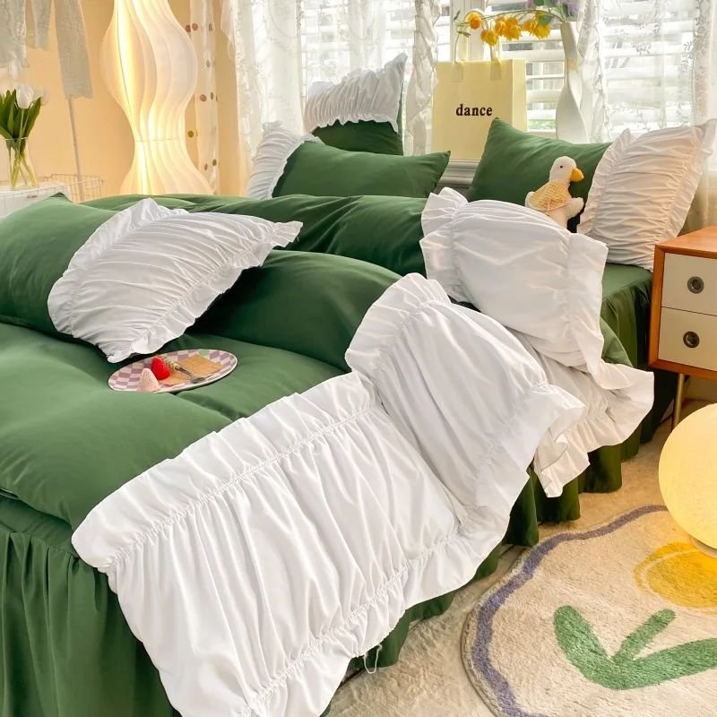 Pure Linen Quality Flax Home Linen Bed Sheet Beautiful Silk Satin Polyester Hotel Bedding Set For Girls