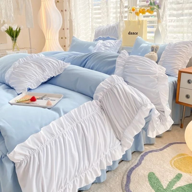 Pure Linen Quality Flax Home Linen Bed Sheet Beautiful Silk Satin Polyester Hotel Bedding Set For Girls