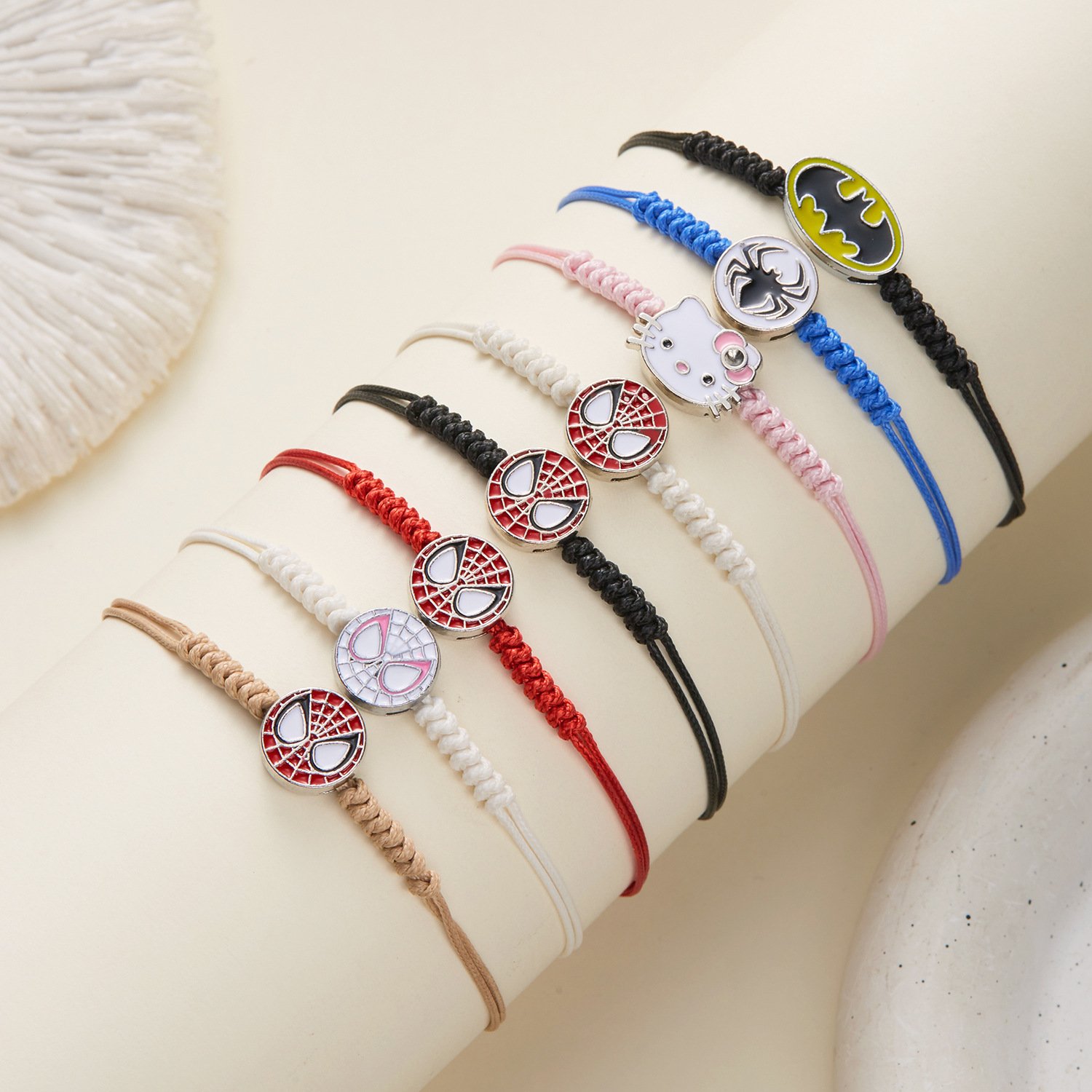 New Handmade knitted Kitty Spider-Man Matching Couple Bracelet Friendship Relationship Bracelet