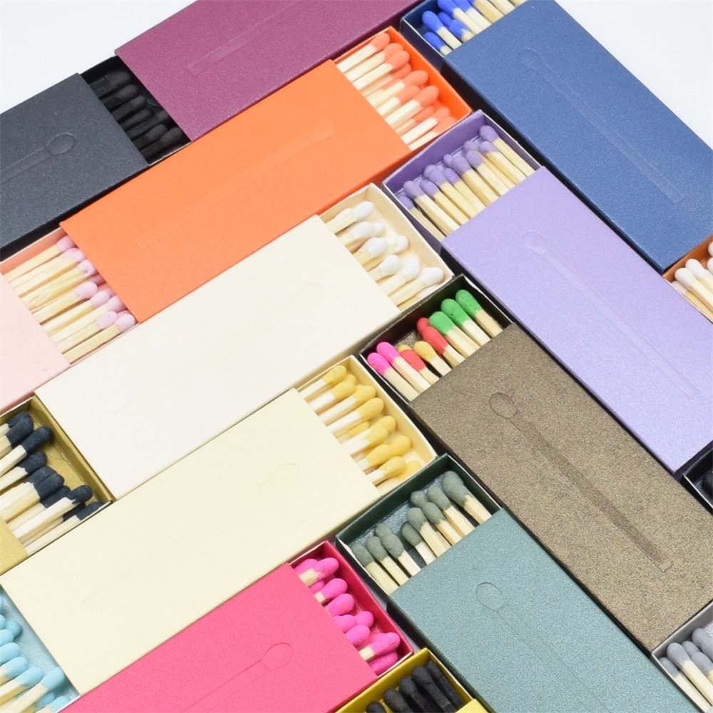 Match factory high-grade pearl paper color printing bronzing custom safety match box sets stick for candle matches