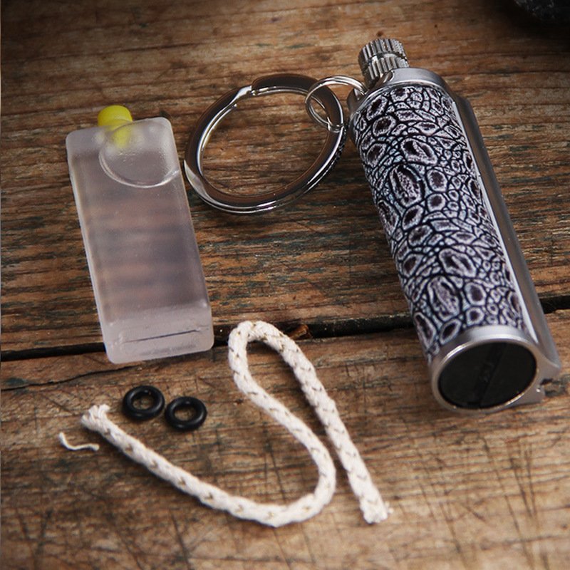 wholesale lighter bulk bottle opener windproof durable waterproof keychain lighter matches emergency keychain flint fire starter