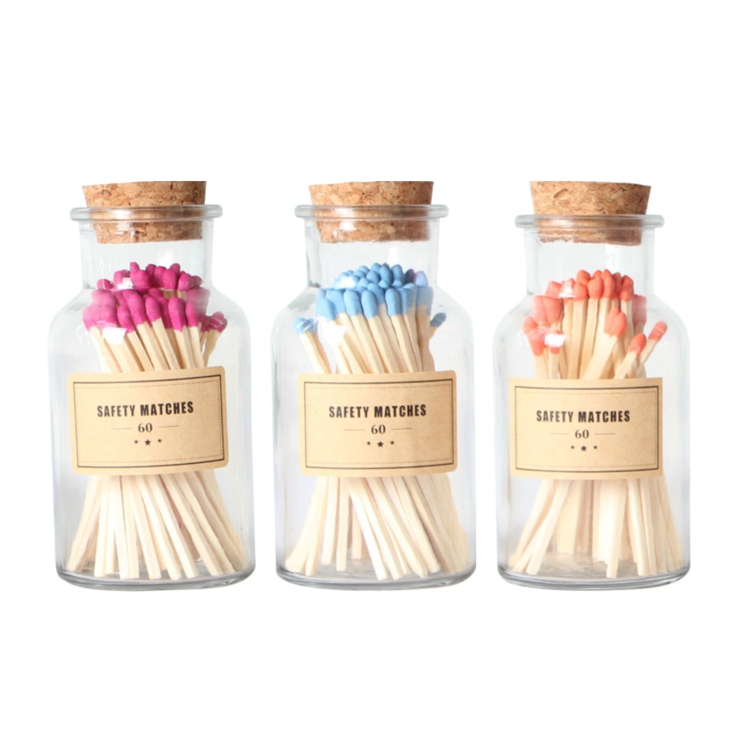 New Custom Wood Match Sticks Wooden 4 Inch Wooded Matches Colorful Craft Stick Candle Match