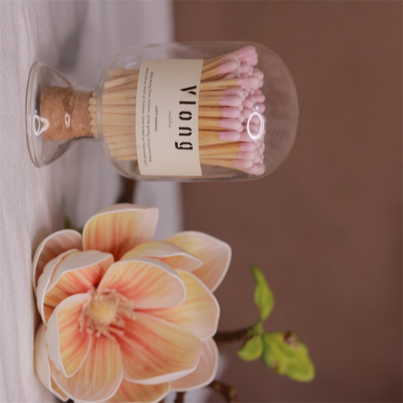 Customized label for household scented candles matches factory cheap glass bottle matches Windproof safety glass bottle matches