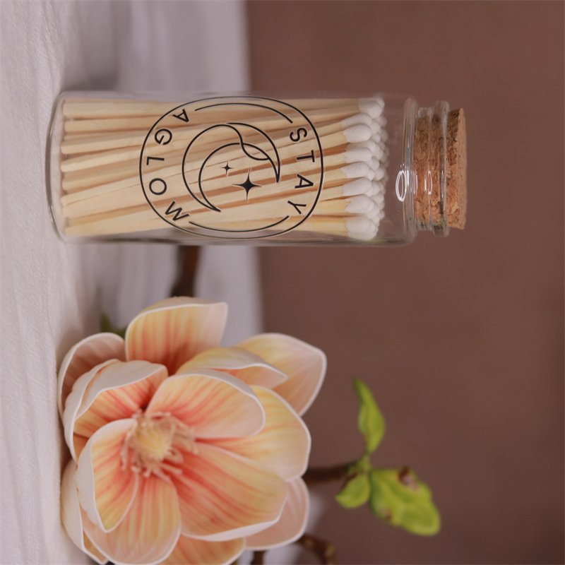 Customized label for household scented candles matches factory cheap glass bottle matches Windproof safety glass bottle matches