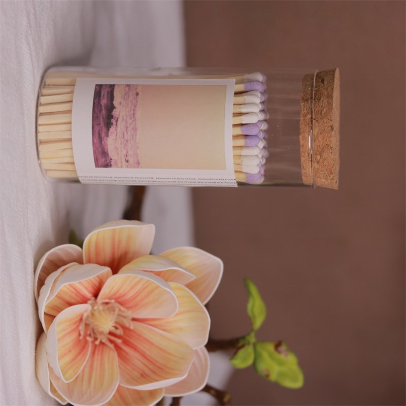 Customized label for household scented candles matches factory cheap glass bottle matches Windproof safety glass bottle matches
