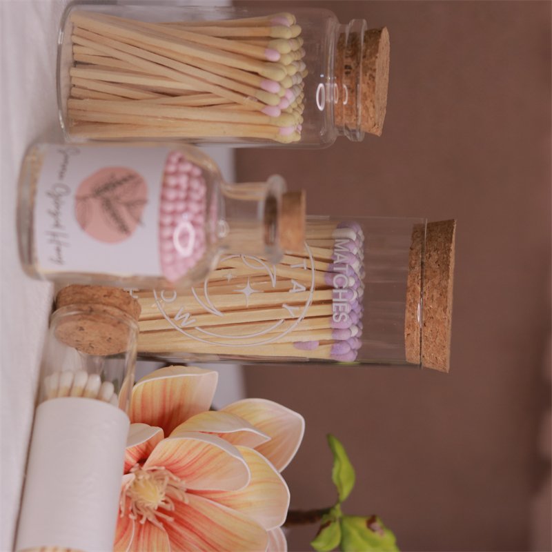Customized label for household scented candles matches factory cheap glass bottle matches Windproof safety glass bottle matches
