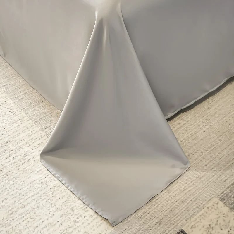 Custom Fitted Four Piece Ice Silk Bedding Set Double Bed Cotton Satin Polyester Flat Sheet With Matching Curtains