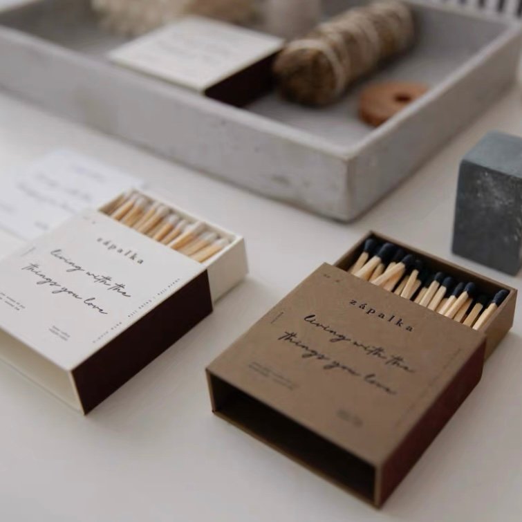 Creative grown tip matches wholesale scented candles special boxed wooden stem matchbox custom wedding personalized matches
