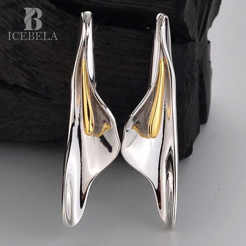 Fashion Designer Fine Jewelry 925 Sterling Silver Color Matching Flower Design Stud Earrings Long Flower Earrings For Women