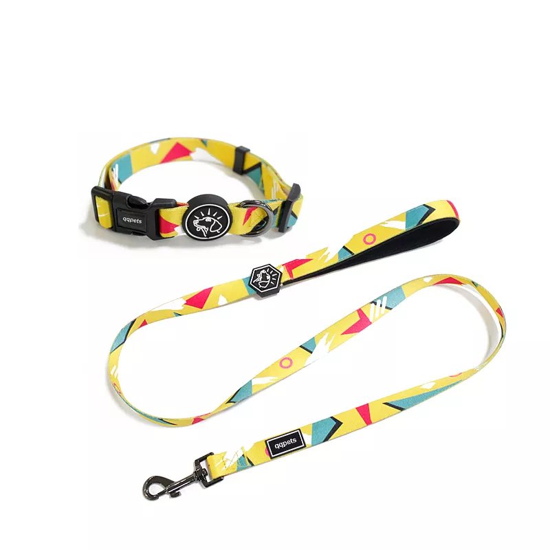 High quality free designer padded dog collar matching leash set luxury correas para perro custom printing dog collar and leash