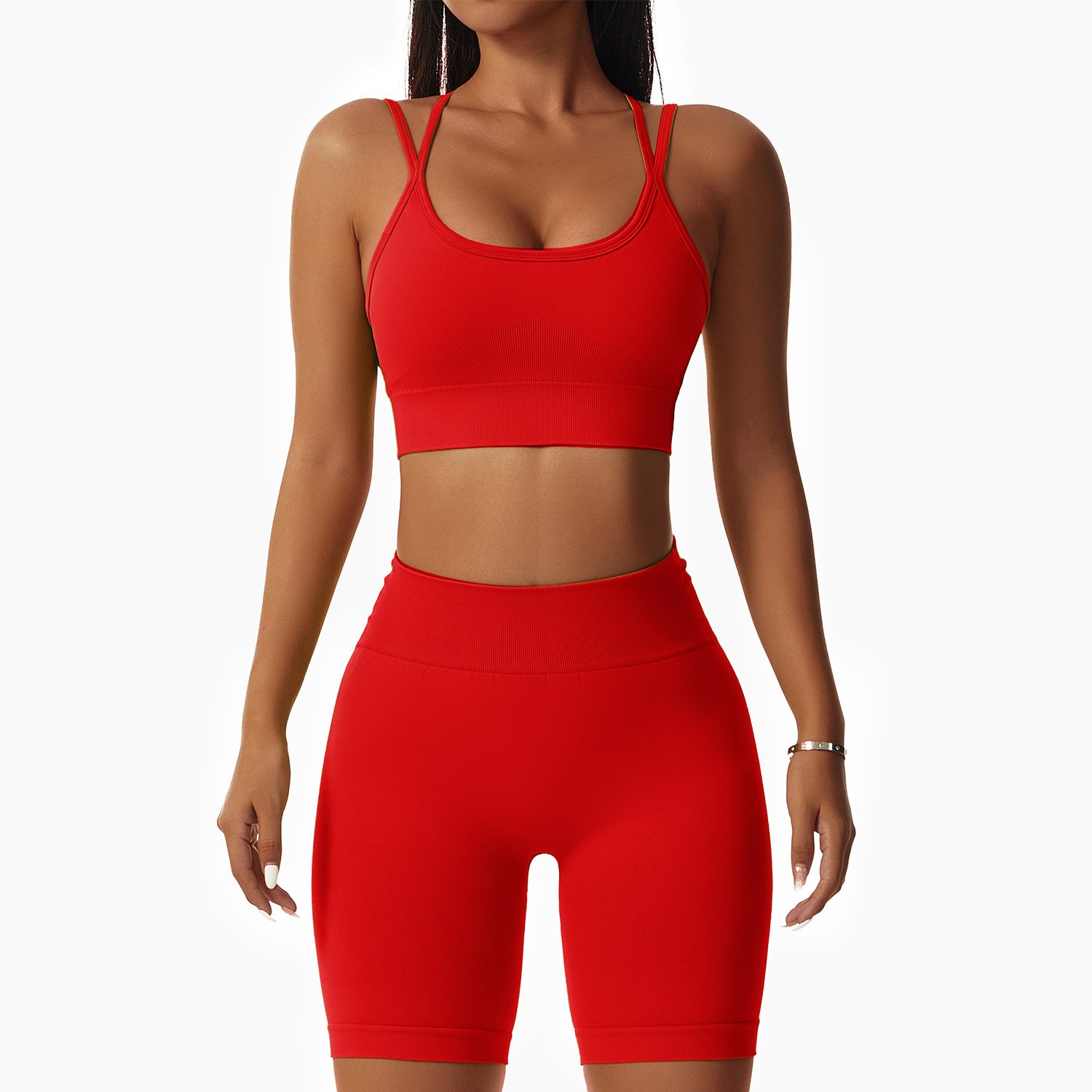 Wholesale New Custom Butt Lifting Workout Nylon Athletic Matching Sexy Gym Fitness Summer Yoga Biker Women Short Sets