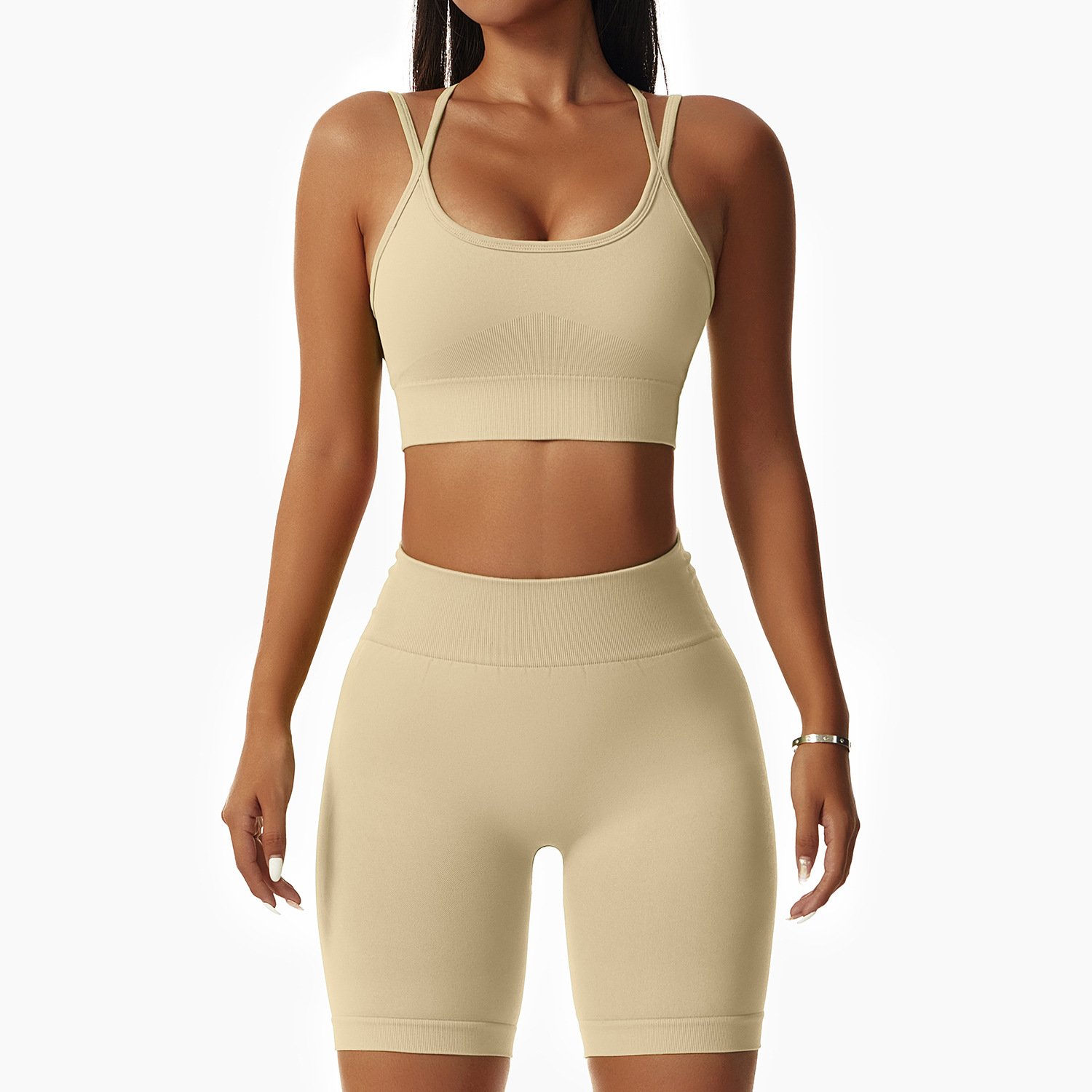 Wholesale New Custom Butt Lifting Workout Nylon Athletic Matching Sexy Gym Fitness Summer Yoga Biker Women Short Sets