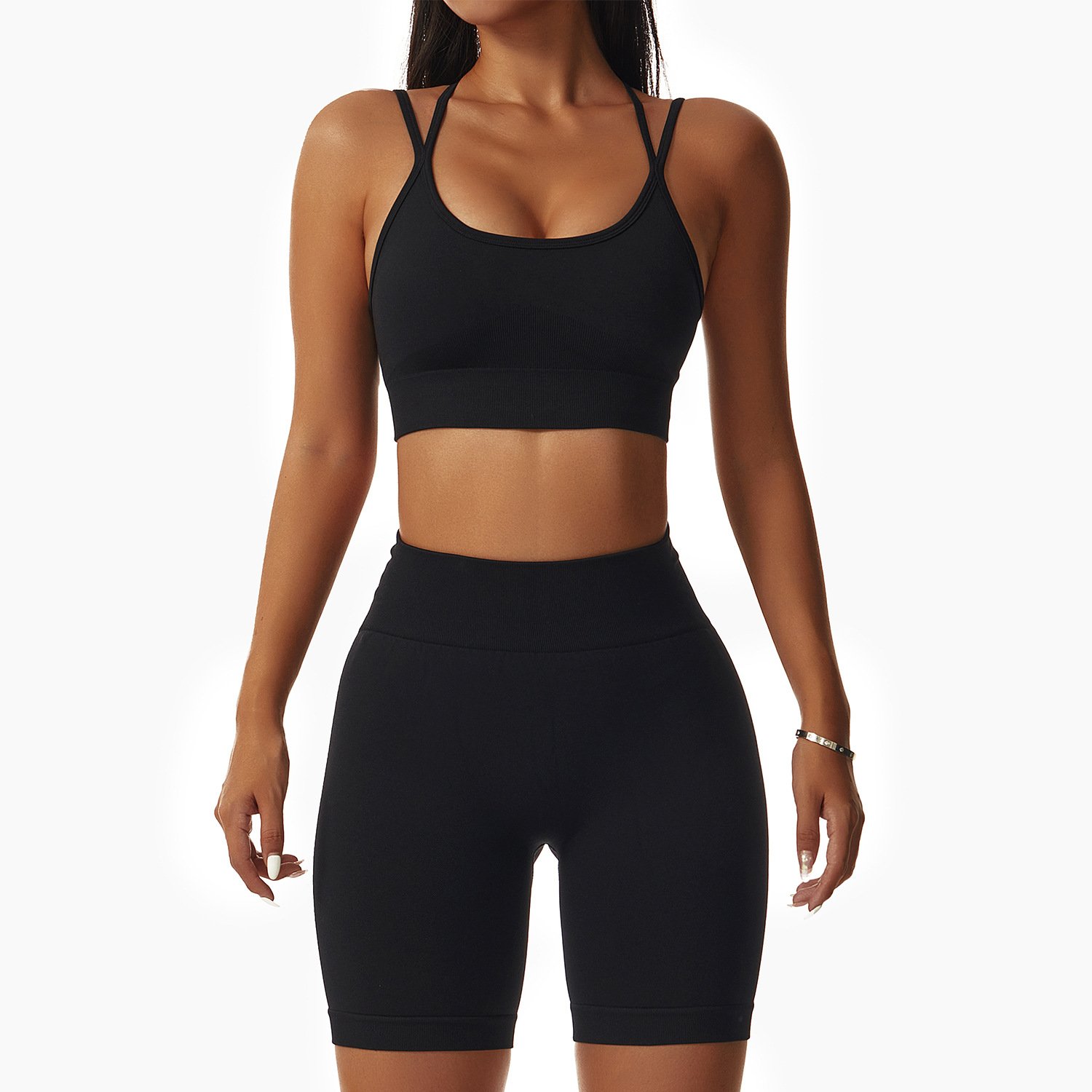 Wholesale New Custom Butt Lifting Workout Nylon Athletic Matching Sexy Gym Fitness Summer Yoga Biker Women Short Sets