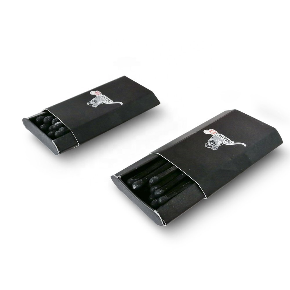 Custom safety cigar candle scented match lighter 48mm 100mm long black matchsticks