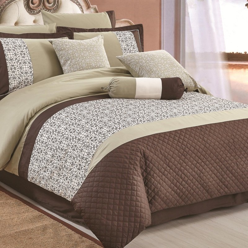 KOSMOS microfiber fabric luxury embroidery Bed Sheet Set with matching curtain comforter set
