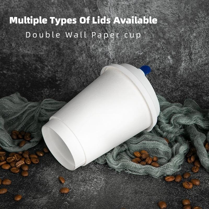Custom logo disposable 8oz 10oz 14oz 16oz double wall hot coffee paper cups with lids