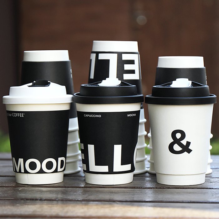 Custom logo disposable 8oz 10oz 14oz 16oz double wall hot coffee paper cups with lids