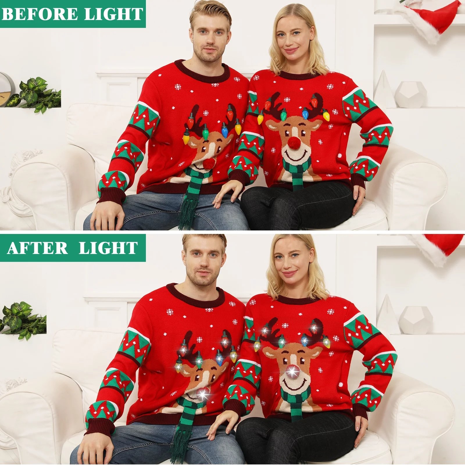 2024 Manufacturer Custom Knitted Holiday Sweater Jumper Women Animal Reindeer New Year's Ugly Matching Christmas Sweater Family