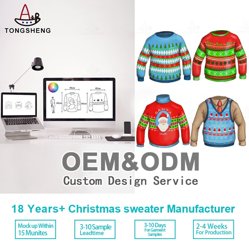 2024 Manufacturer Custom Knitted Holiday Sweater Jumper Women Animal Reindeer New Year's Ugly Matching Christmas Sweater Family