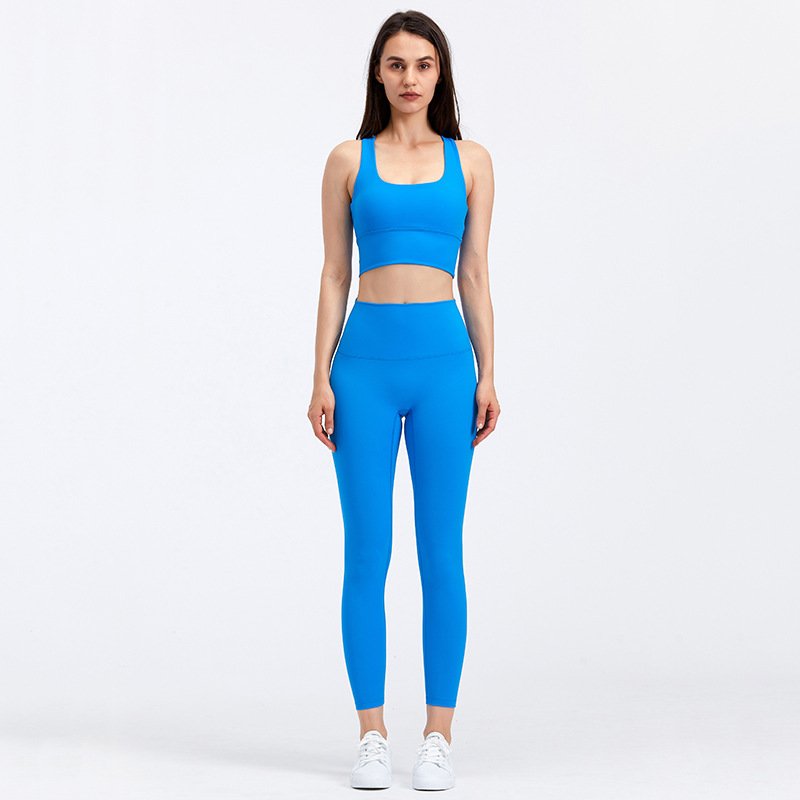 Custom Logo Sexy Back Straps Bra Match V Cut Leggings Set Suit Sports Fitness Gym Wear Women Yoga Sets Fitness Women Sports Sets