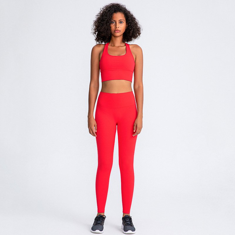 Custom Logo Sexy Back Straps Bra Match V Cut Leggings Set Suit Sports Fitness Gym Wear Women Yoga Sets Fitness Women Sports Sets