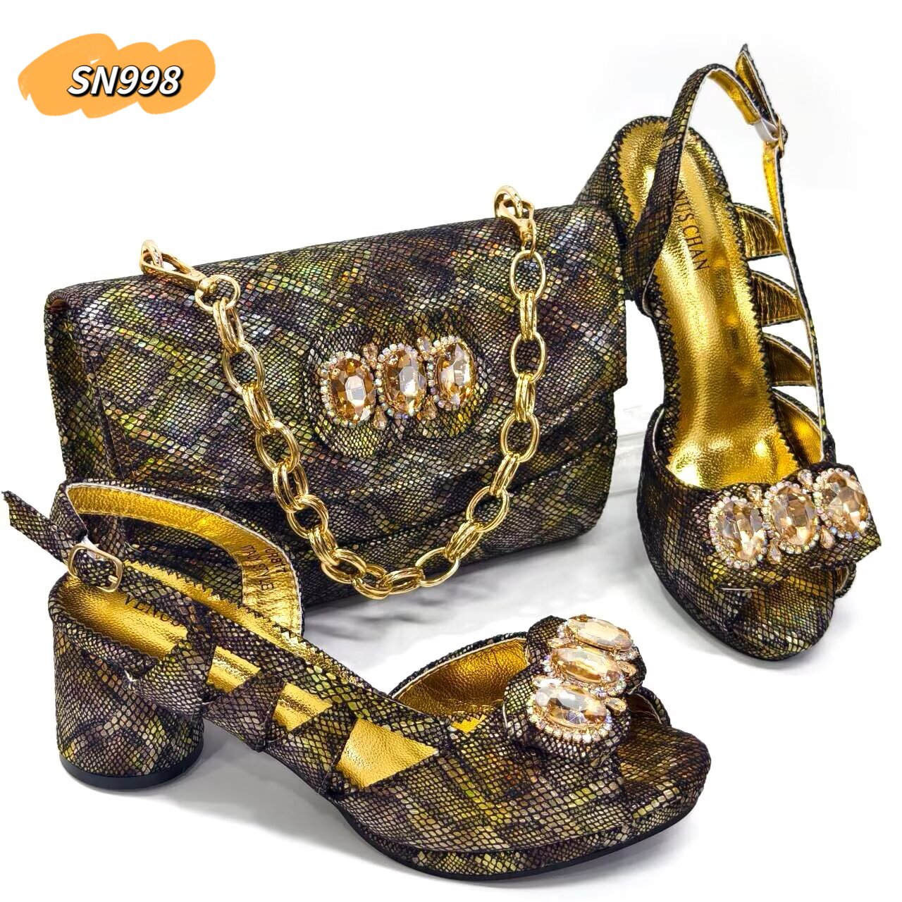 Italian party pink shoes matching bag with rhinestones 6CM luxury women shoes low heels for wedding