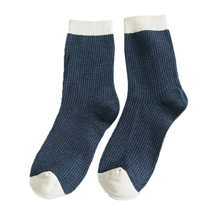 Trendy Middle Tube Splicing Color Cotton Autumn Winter Warm All-matching Men's Socks