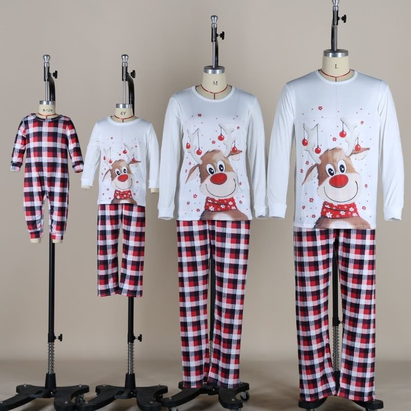 Custom Print Sublimation Xmas Winter Warm Soft Pants Pyjamas Blank Cotton Pajamas Set Matching Christmas Pajamas for Family