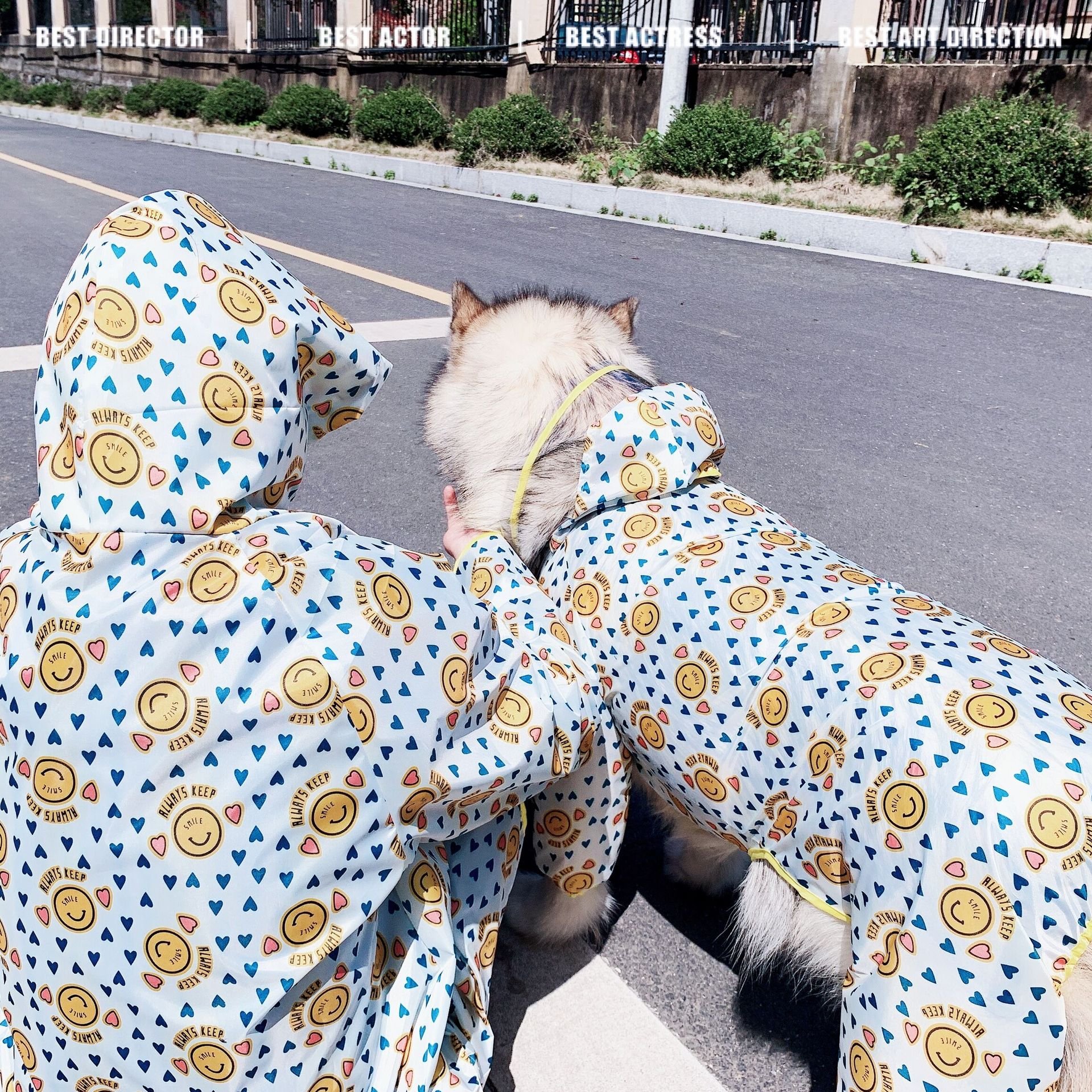 Pet and Owner Matching Raincoat Pattern Pet Couple Outfit Attire Small Medium Large Dogs Water Resistant Clothes Print Travel