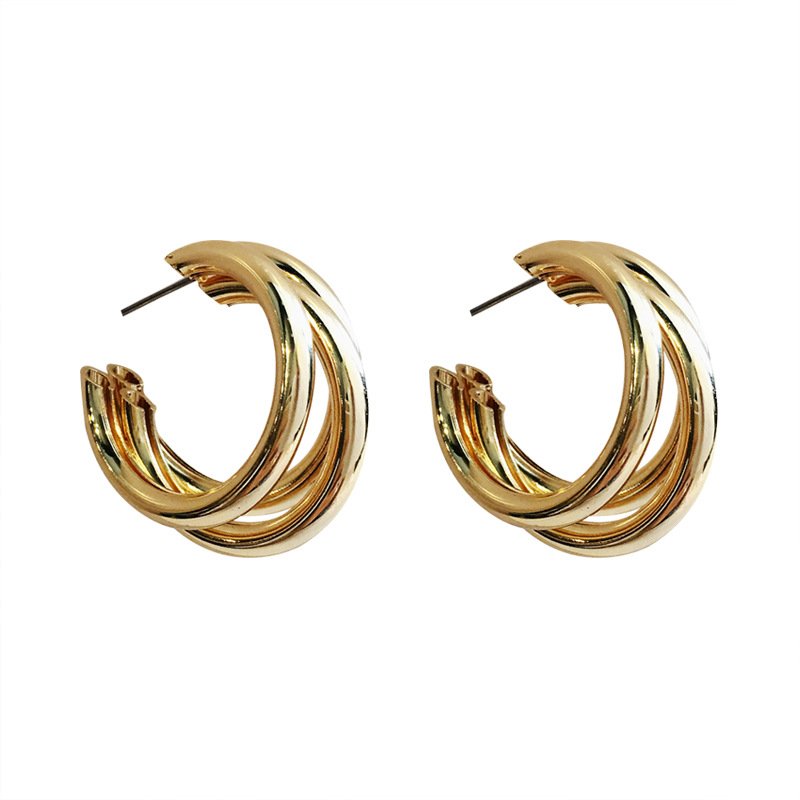 Korean New Fashion Niche Retro Personality Everything Matching C-shaped Earrings For Women