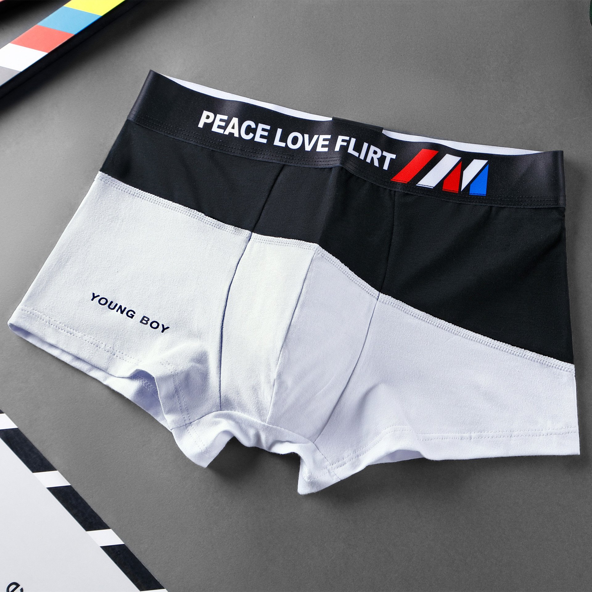 Hot items hot selling multi-color men's underwear boxer briefs cotton print color matching mid-rise plus size shorts