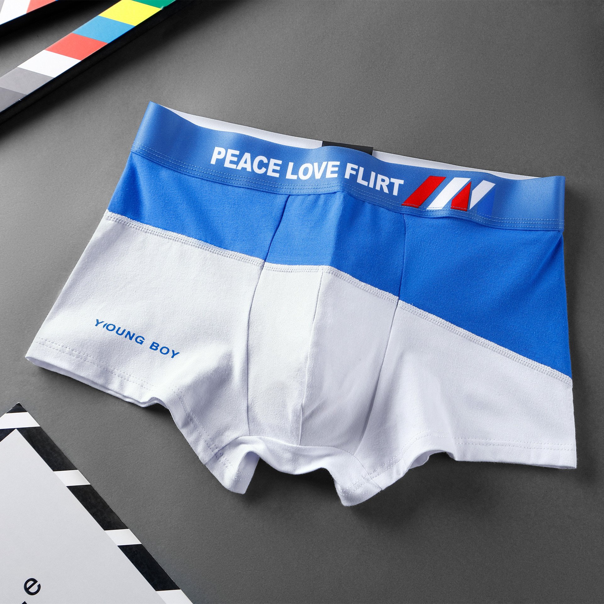 Hot items hot selling multi-color men's underwear boxer briefs cotton print color matching mid-rise plus size shorts