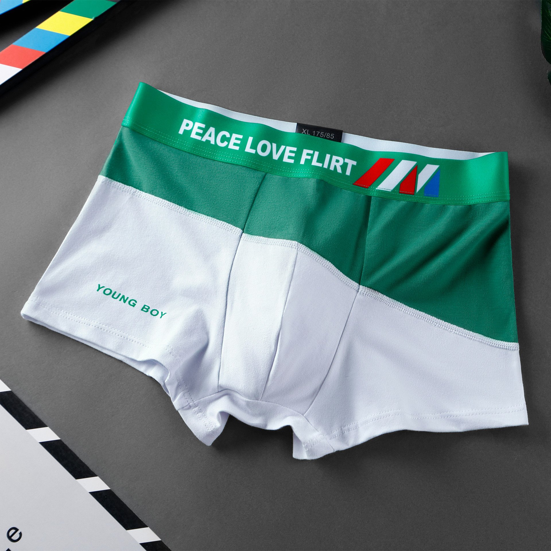 Hot items hot selling multi-color men's underwear boxer briefs cotton print color matching mid-rise plus size shorts
