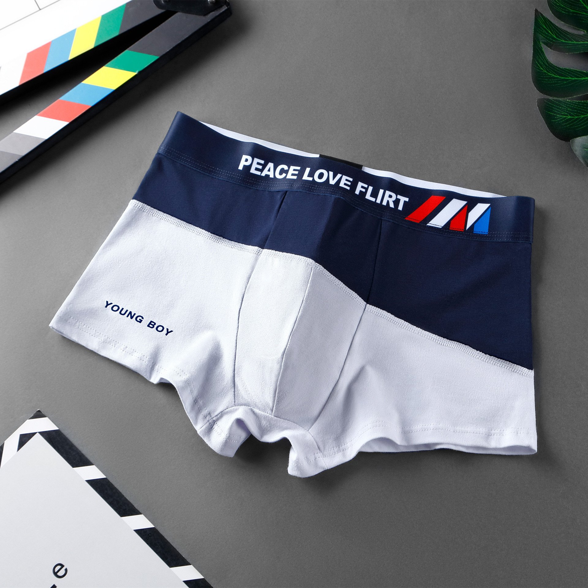 Hot items hot selling multi-color men's underwear boxer briefs cotton print color matching mid-rise plus size shorts