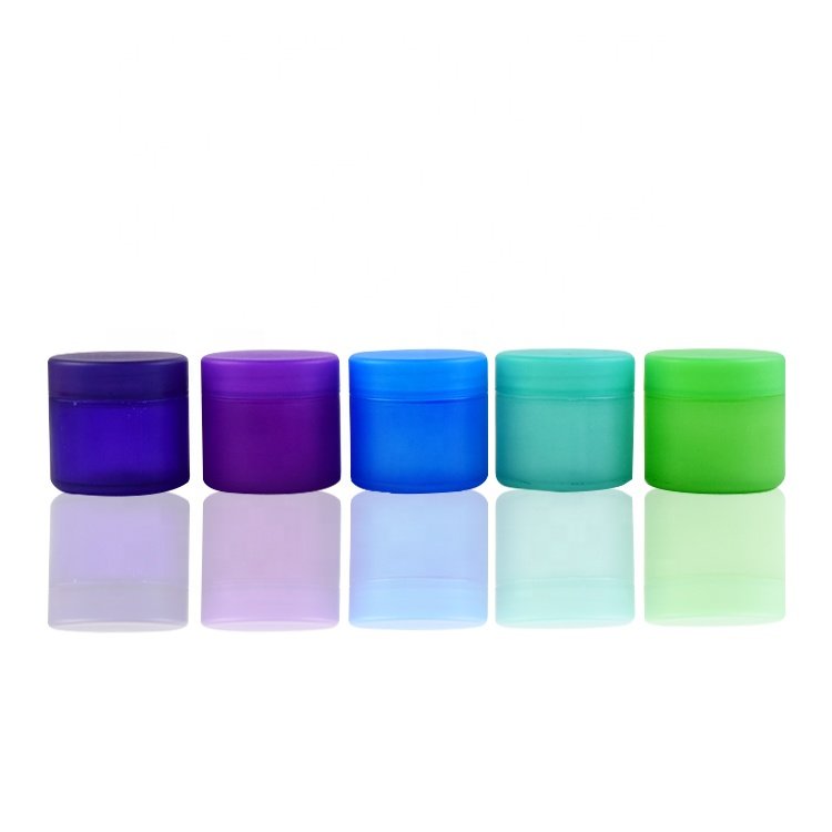 Child resistant semi transparent colorful painted glass jar match lid flower graphic designer smell proof jars 2oz glass jar