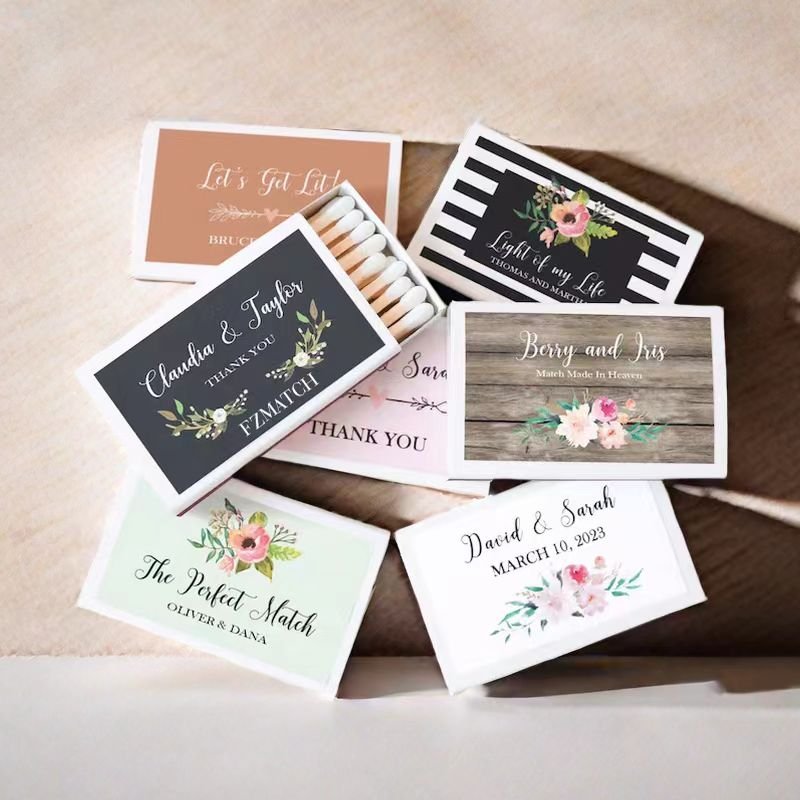 Rushed Hc 12 Food Beverage Manufacture Matches Custom Matchbox Colored Matchsticks Father's Day Bubble Tea