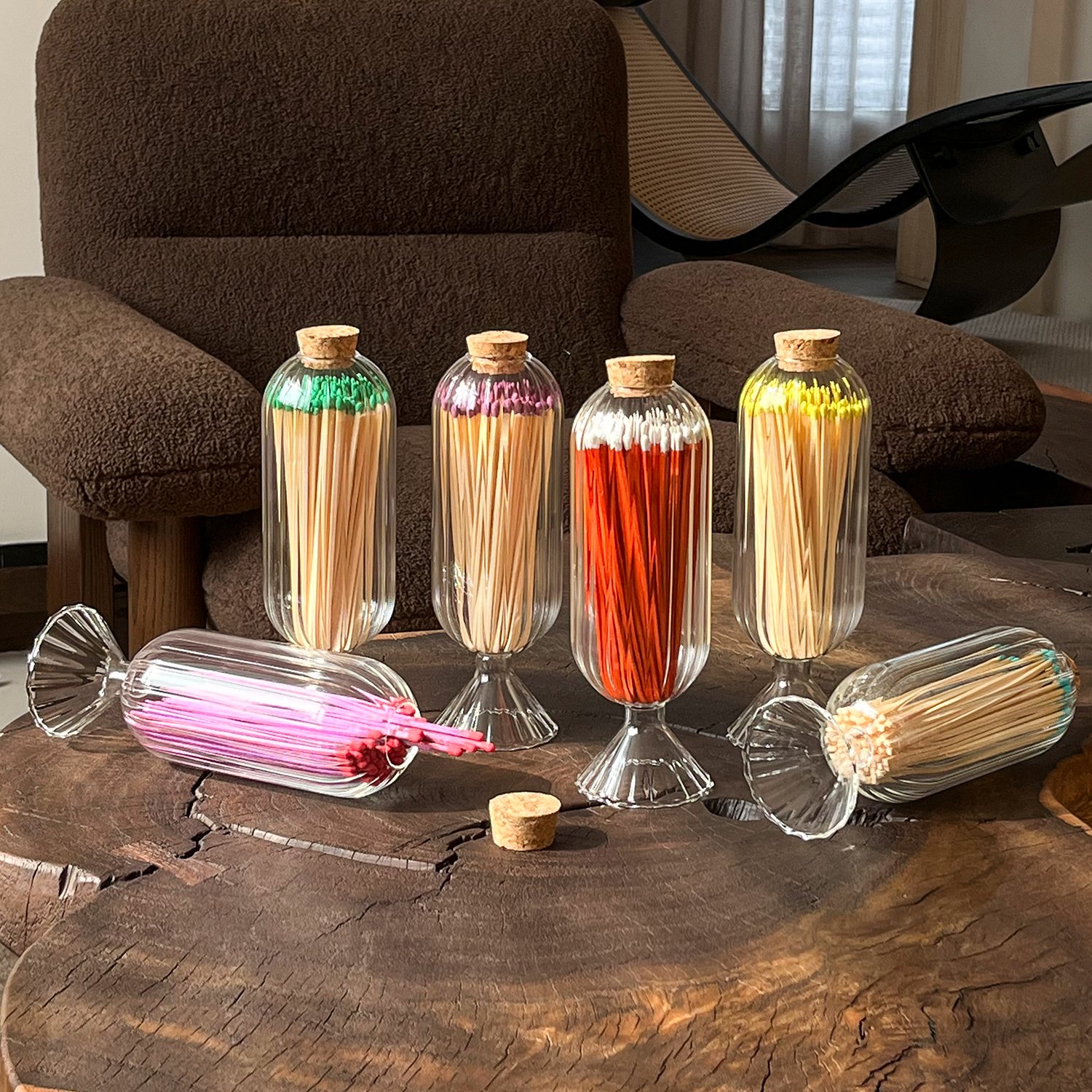 Wholesale Customized Match Decorative Custom Logo Long Wooden Stick Glass Bottle Of matches with logo