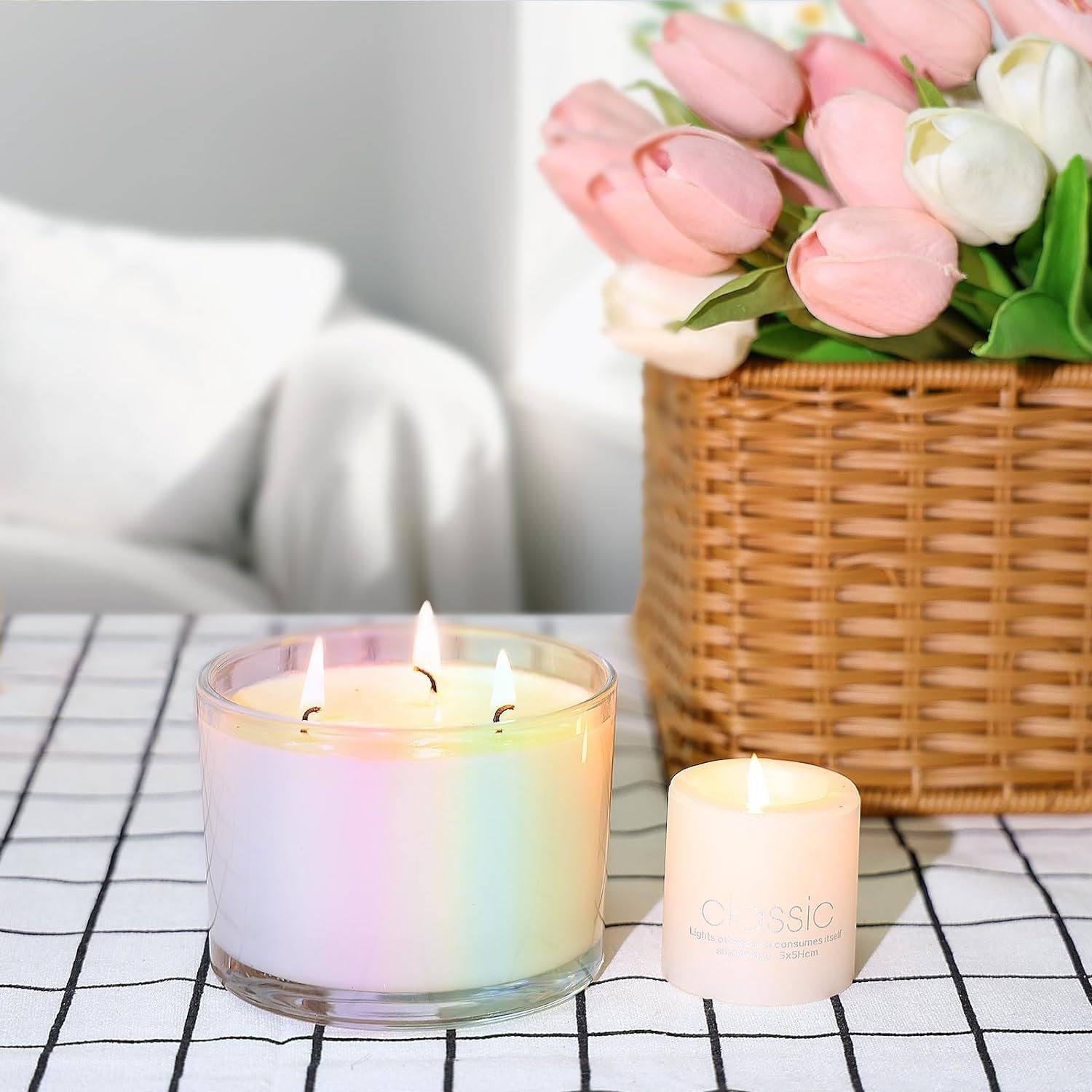 Hot Sale Custom Candle Glass Iridescent Holographic 200ml 320ml 440ml 504ml Luxury Glass Candle Vessel with Matching Lid