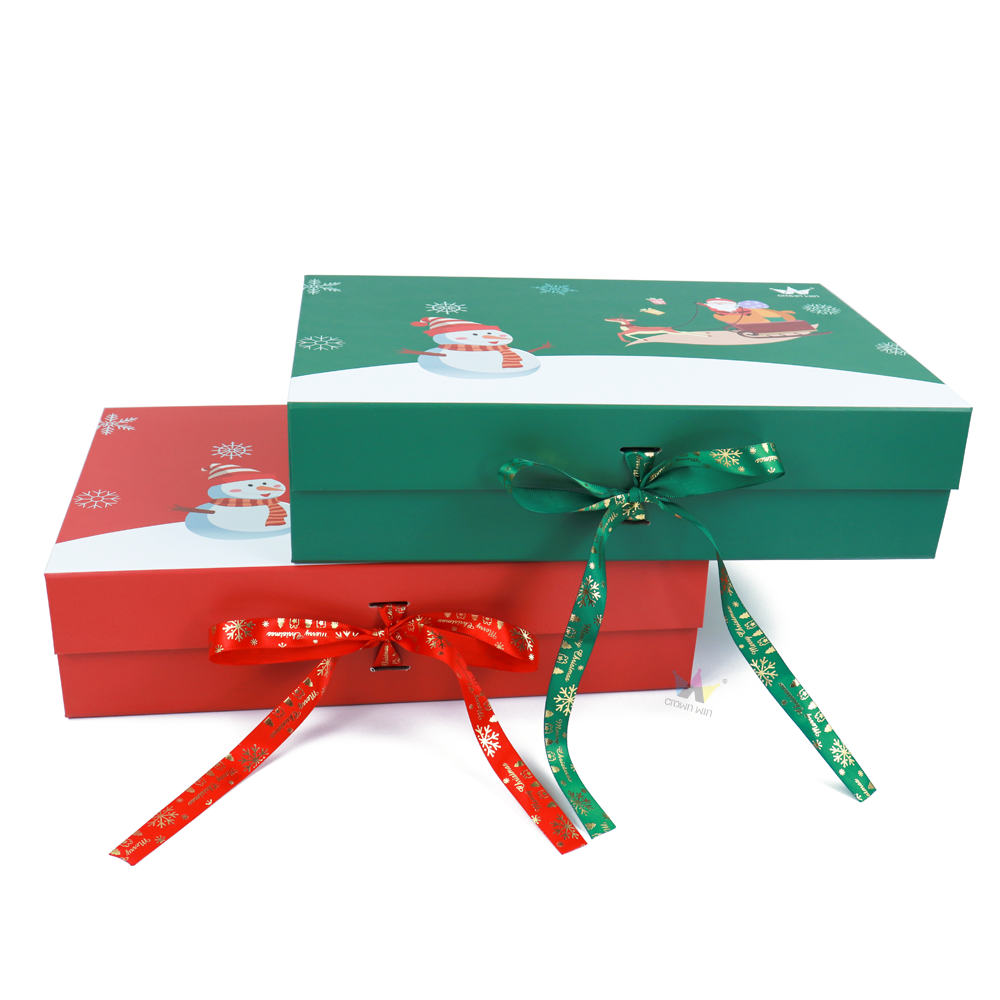 customized recyclable foldable collapsible eco friendly sublimation packaging gift christmas paper boxes with paper bag
