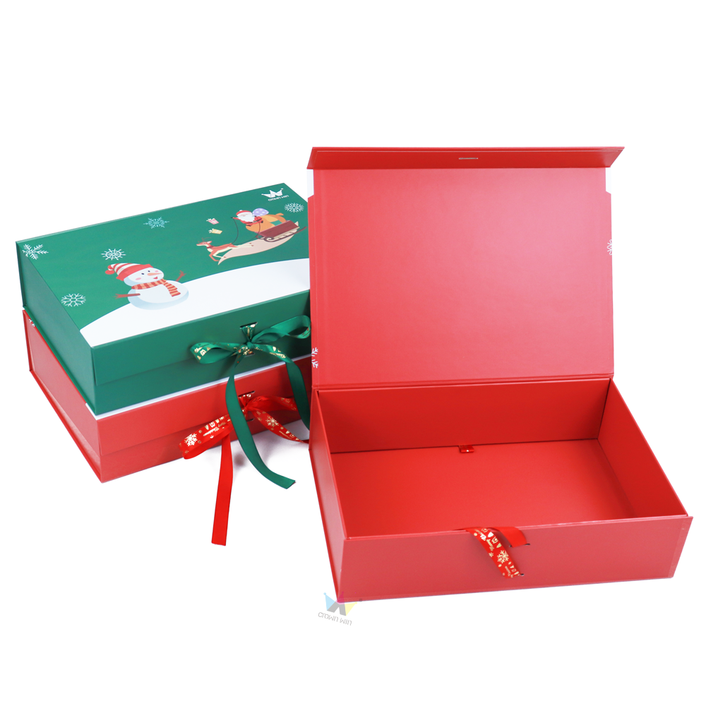 customized recyclable foldable collapsible eco friendly sublimation packaging gift christmas paper boxes with paper bag