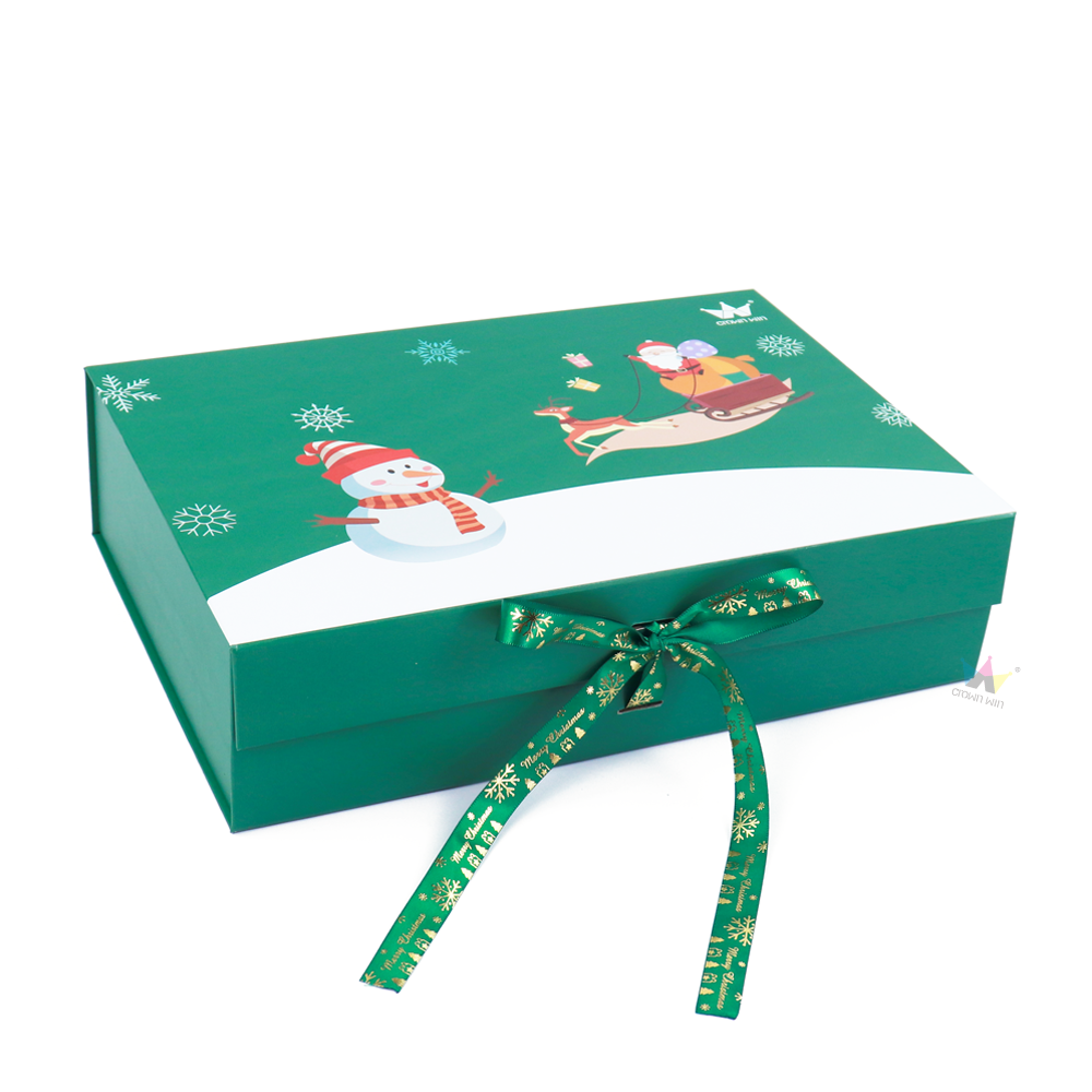 customized recyclable foldable collapsible eco friendly sublimation packaging gift christmas paper boxes with paper bag