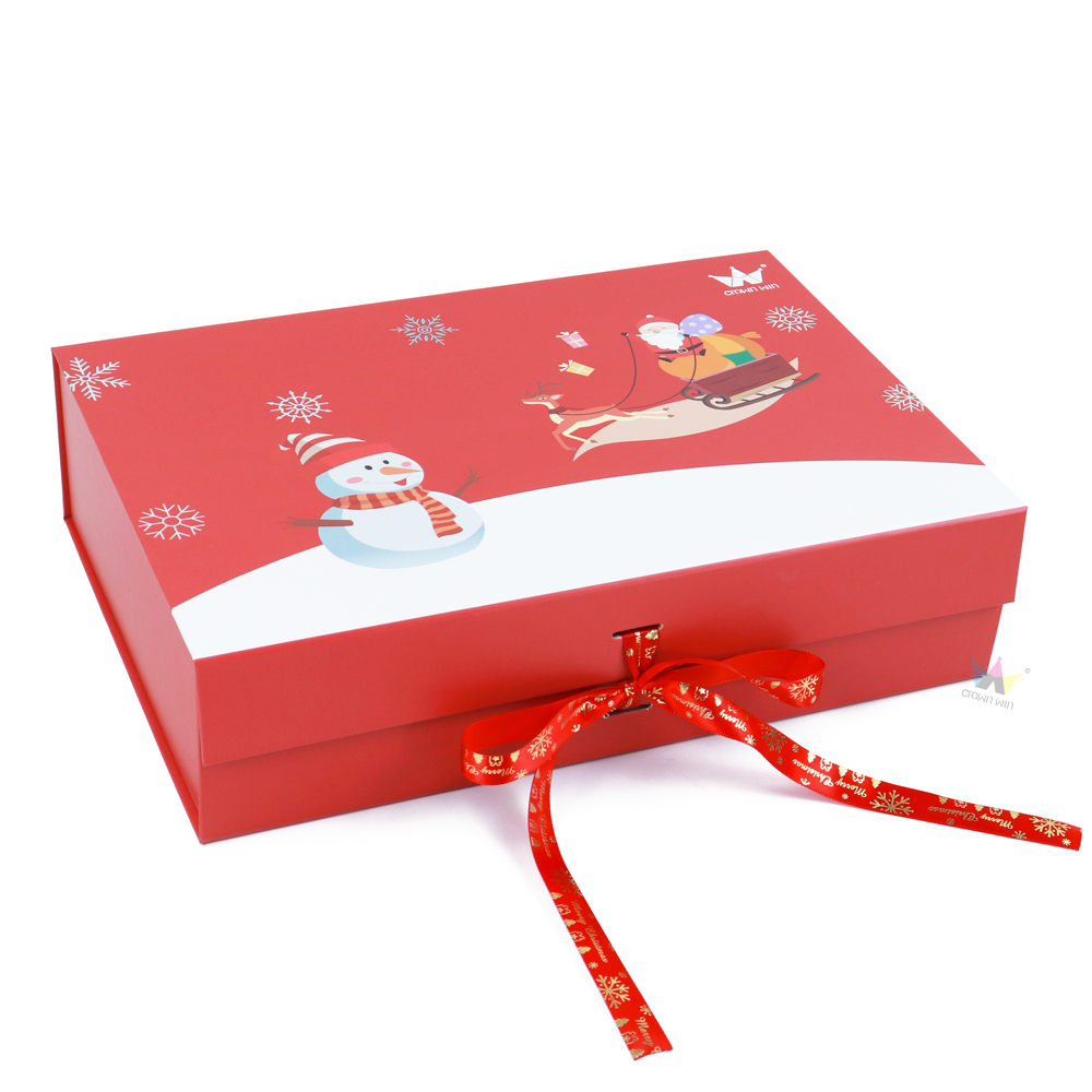 customized recyclable foldable collapsible eco friendly sublimation packaging gift christmas paper boxes with paper bag
