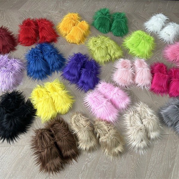 ins hot fur winter breathable purse women shoe and bags matching sets