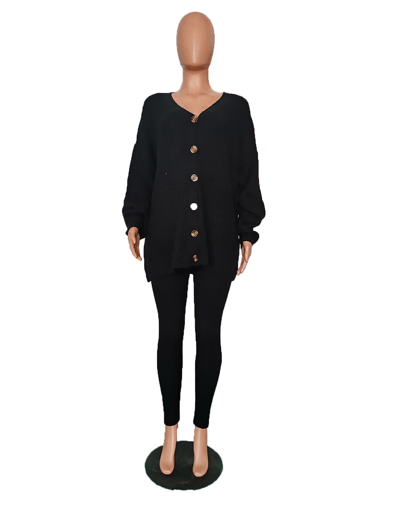 Knitted Cardigan Pants Suits Women 2 Piece Sets Solid Winter Outfits Thick Warm TWINSET Autumn Winter Cloth Joggers Matching Set