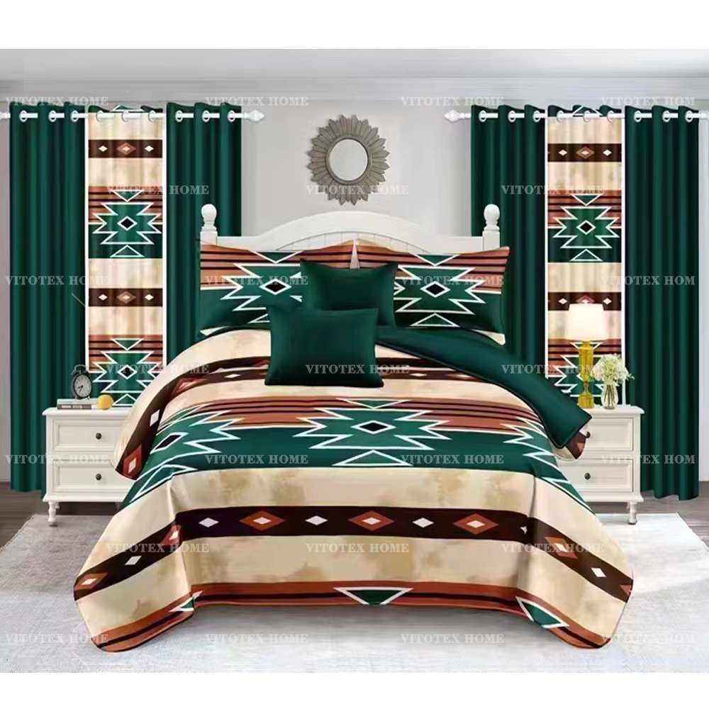 China Factort 6pc bedsheet set king size curtains bedding set bedsheets curtain and the pillowcase sets 10pcs