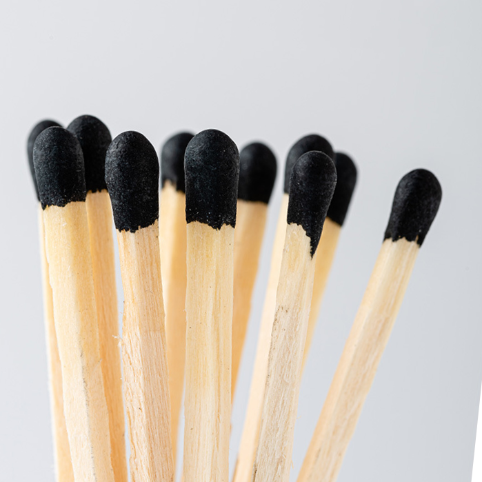 Hot selling cheap black wooden stick matches in paper box custom safety match box candle decorative