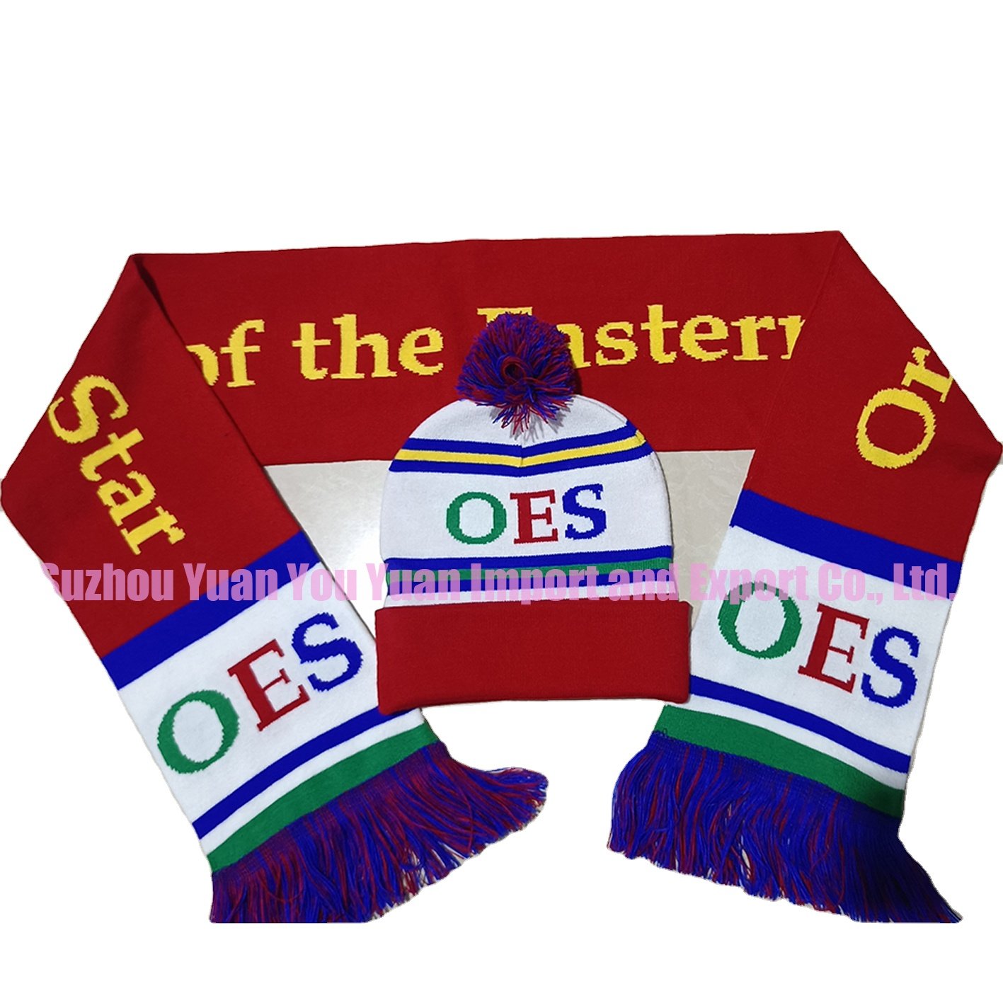custom 145x17cm Knitted ORDER OF THE EASTERN STAR OES matching Winter scarf and hat
