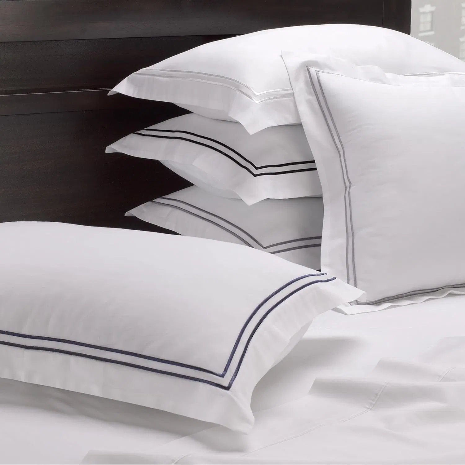 5 Star Hotel Standard White Bed Linen 3cm Stripe Bed Sheet Duvet Cover 100% Cotton Hotel Linen Bedding Set