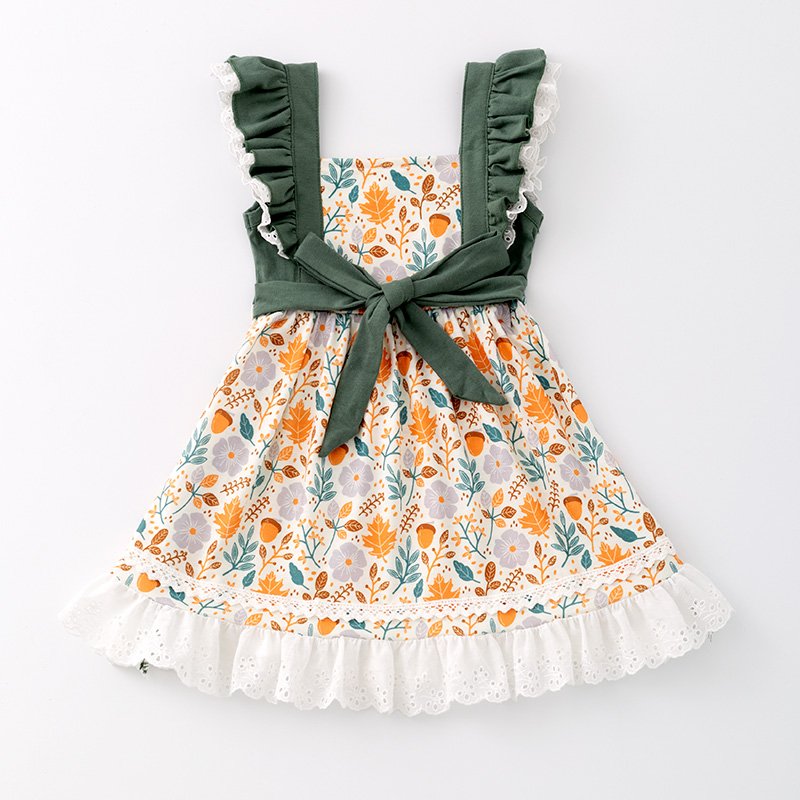 In Stock Kids Smocked Clothing Infant Baby Toddler Halloween Girls Boys Sibling Matching Pumpkin Embroidered Dress Outfit Romper